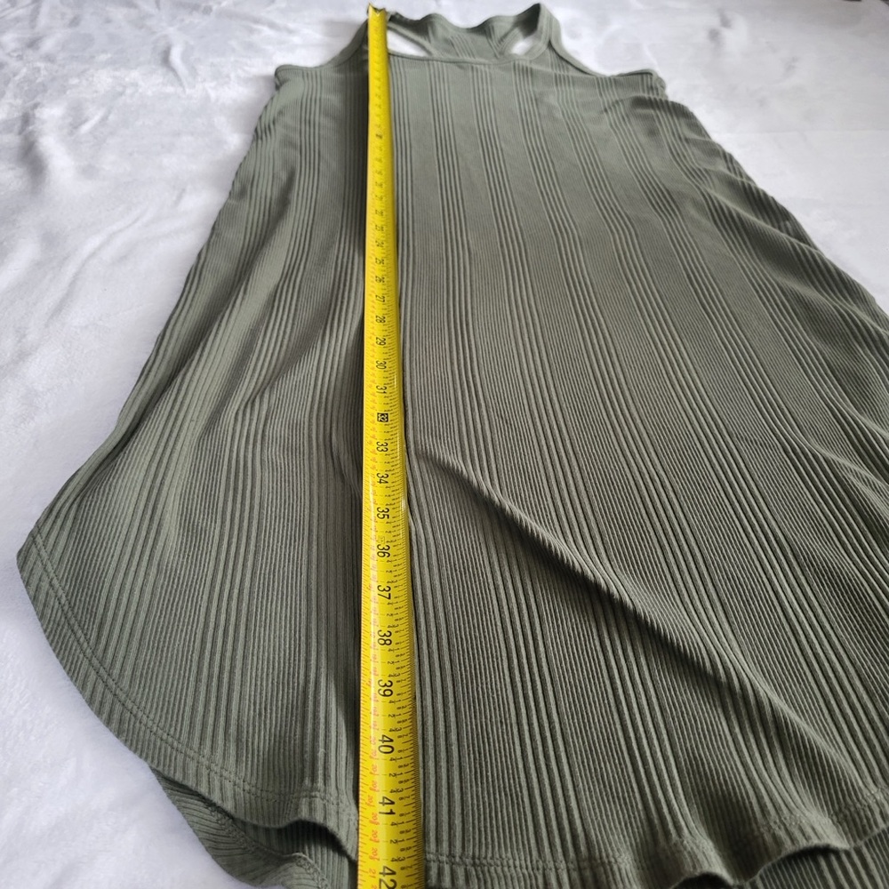 Aerie Women’s Racerback Tank Dress Olive Ribbed Knit Sleeveless size Small - Picture 9 of 9